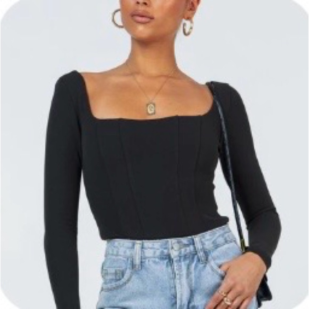 Princess Polly Janie Black Long Sleeve Bodysuit
